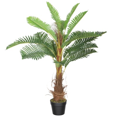 Palmier artificiel 21 feuilles pot inclus peva plastique vert