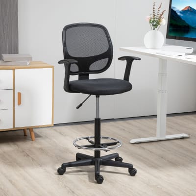Chaise bureau ergonomique repose-pieds tissu en maille noir