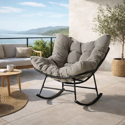 Fauteuil à bascule d'intérieur et d'extérieur gris