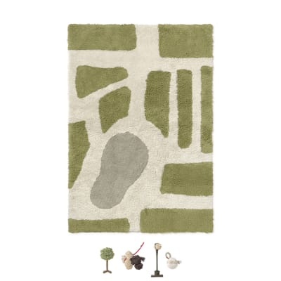 Tapis de jeu lavable Hyde Park en coton vert 90 x 130 cm