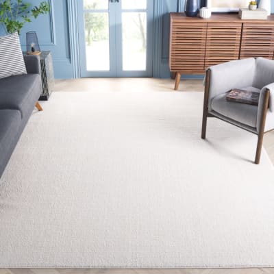 Tapis solide et tonale en polyester blanc, 274 x 366 cm