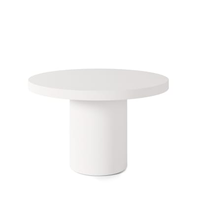 Table ronde de 90 cm en béton blanc, pour l'intérieur et l'extérieur