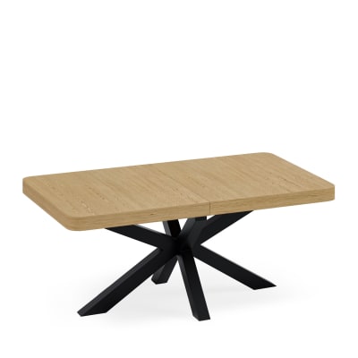 Table à manger à rallonges avec plateau en chêne de 160 et pieds noirs