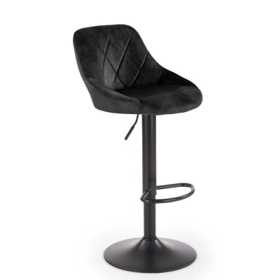 Chaise de bar en velours de polyester noir