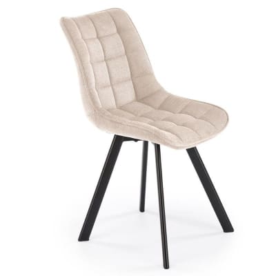 Chaise confort en tissu de polyester beige avec pied en acier noir