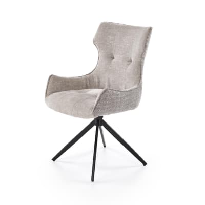 Chaise design en tissu de polyester gris   pieds acier 4 branches
