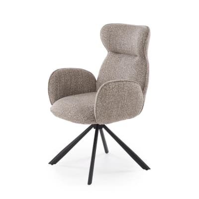 Chaise en tissu de polyester beige pivotante à 180°