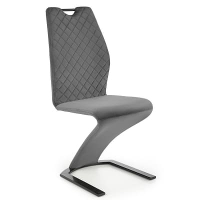 Chaise design en velours de polyester gris avec pied u en acier noir