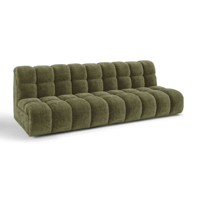 Canapé 3 places 3 places en velours gaufré vert vintage