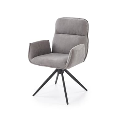 Chaise pivotante en tissu de polyester gris et pied en acier noir