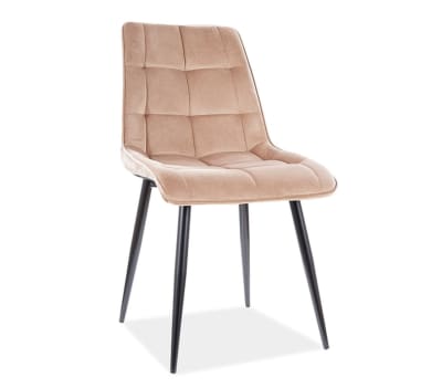Chaise design velours de polyester beige pieds noirs