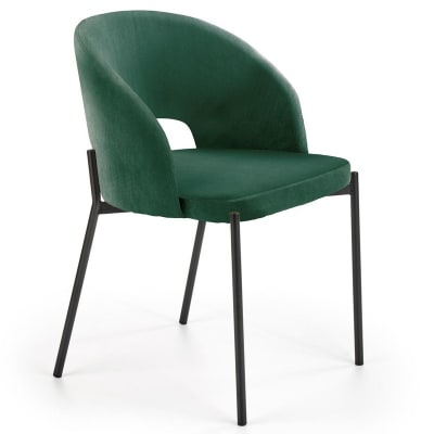 Chaise contemporaine en velours de polyester vert