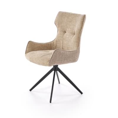 Chaise de salle à manger design en tissu polyester beige