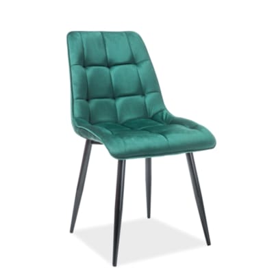 Chaise design velours de polyester vert et pieds noirs