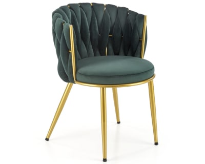 Chaise verte design avec pieds dorés
