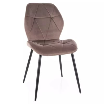 Chaise velours de polyester cappuccino avec piétement noir mat