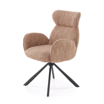 Chaise pivotante 180° en tissu de polyester cannelle
