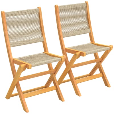 Lot de 2 chaises de jardin pliantes bois d'acacia beige