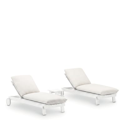 Lot de 2 bains de soleil avec table alu blanc