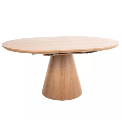 Table ronde extensible  chêne naturel avec pied en chêne 120cm