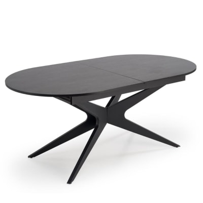 Table ovale noire extensible  avec pied central 180 - 240cm