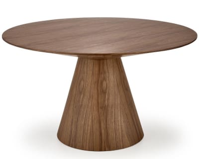 Table ronde  plaquée bois avec pied central 136cm