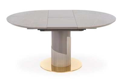 Table ronde extensible en céramique avec plateau aspect marbre