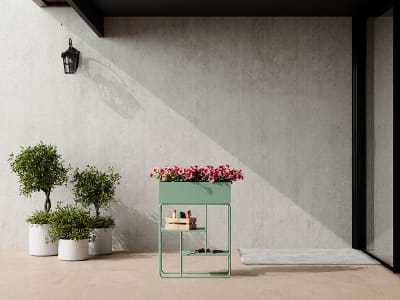 Jardinière sur pied métal vert amande