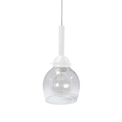 Suspension métal  cable cloche  blanc D15cm