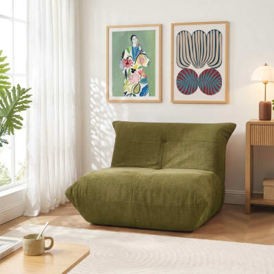 Fauteuil compressé 1 place en mousse et tissu vert