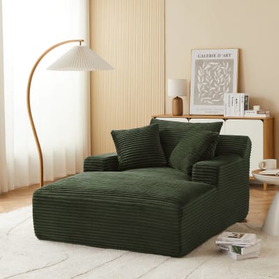 Canapé droit en velours côtelé 1 place vert