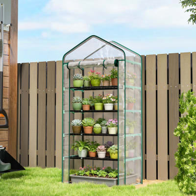 Serre de jardin pvc étagères 5 niveaux châssis en acier transparent