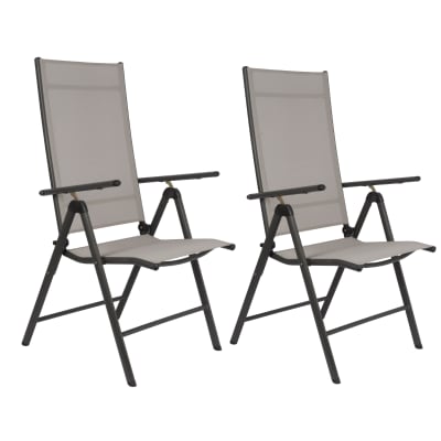 Chaise de jardin gris aluminium h105xl57xl56cm