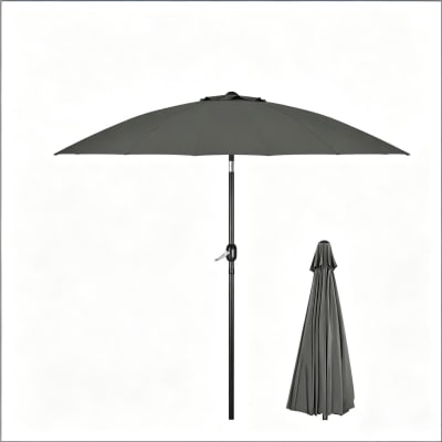 Parasol de jardin en métal gris 167x273x261 cm