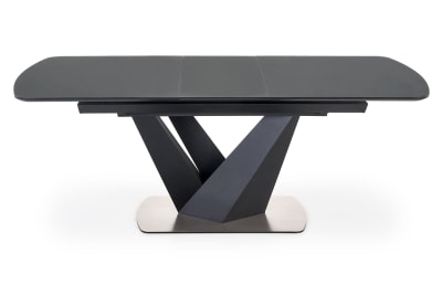 Table de salle à manger  extensible grise et noire avec pied central