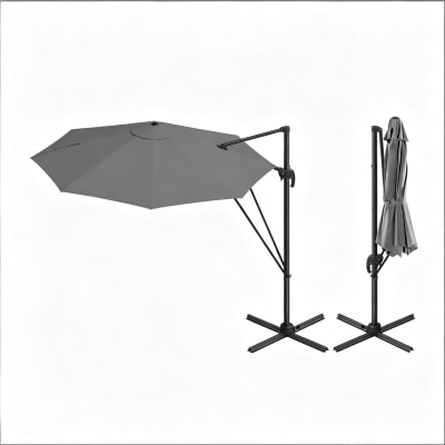 Parasol de jardin gris foncé avec rotation 306x167x207 cm