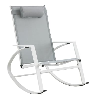 Fauteuil à bascule de jardin en textilène gris