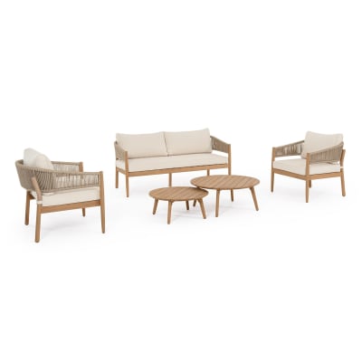 Ensemble de salon complet avec canapé, 2 fauteuils et 2 tables basses