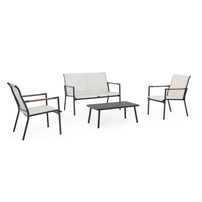 Ensemble de salon complet avec canapé, fauteuils et table basse