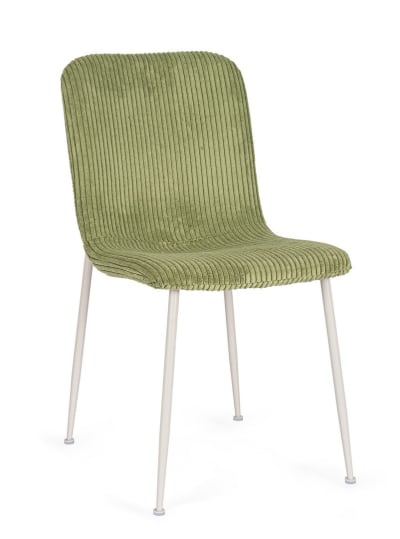 Set 2 chaises vertes côtelées