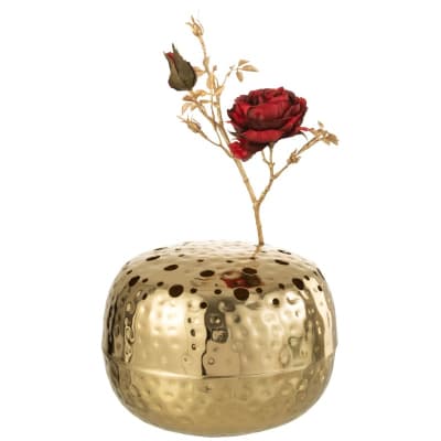 Vase boule avec trous en métal doré 23x23x9 cm