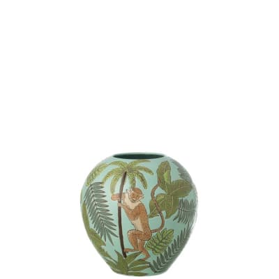 Vase singe en porcelaine multicouleur 26x26x26 cm