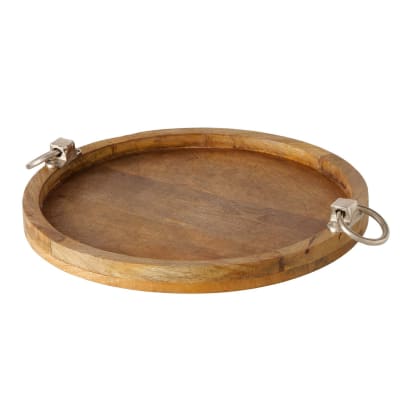 Plateau présentation rond en bois de manguier 45x45x7cm