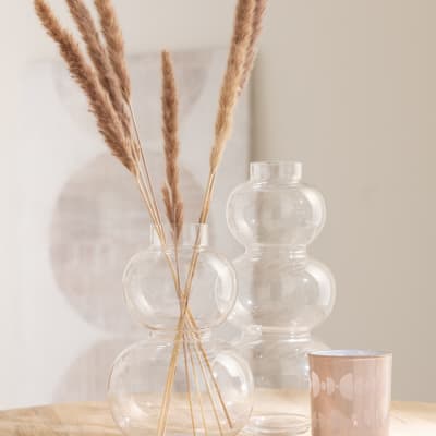 Vase 2 boules en verre vert 19x19x29 cm
