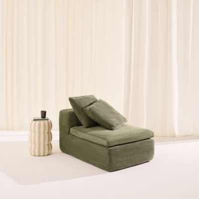 Fauteuil pour canapé modulable tissu chenille 1 place vert