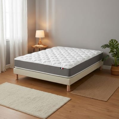 Matelas mousse h16 35kg/m3 sommier lattes fixes beige 160x200