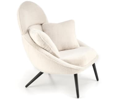 Fauteuil lounge design en tissu de polyester beige avec pieds en acier