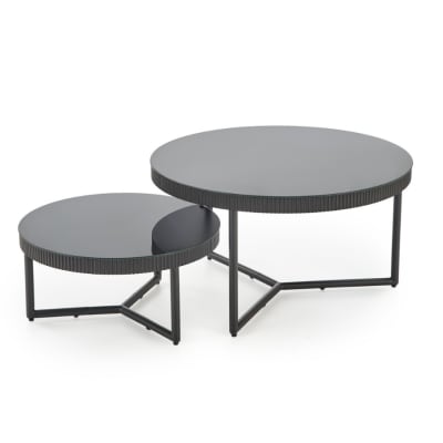 Table basse avec plateau verre ronde noir laqué 80cm