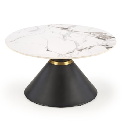 Table basse ronde marbre noir et blanc 80cm
