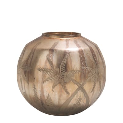 Vase boule rose doré mat
